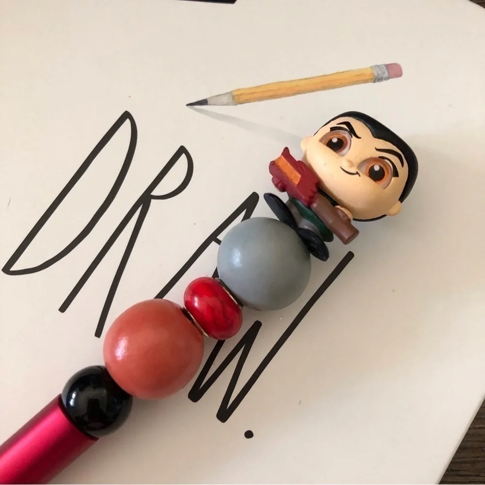 Disney Doorables: Mulan: Mulan as Warrior handmade beaded pen